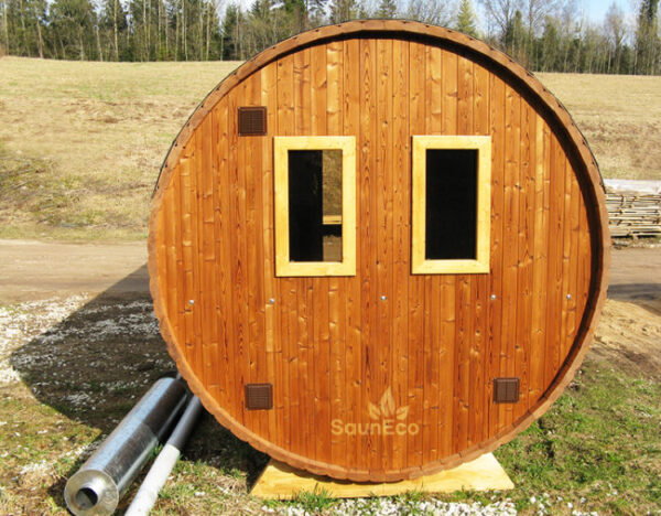 Three Room Barrel Wooden Sauna from Sauneco