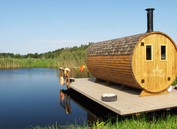 Three Room Barrel Wooden Sauna from Sauneco