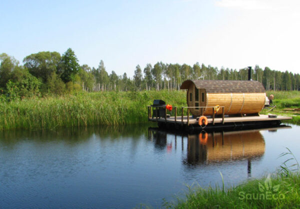 Three Room Barrel Wooden Sauna from Sauneco