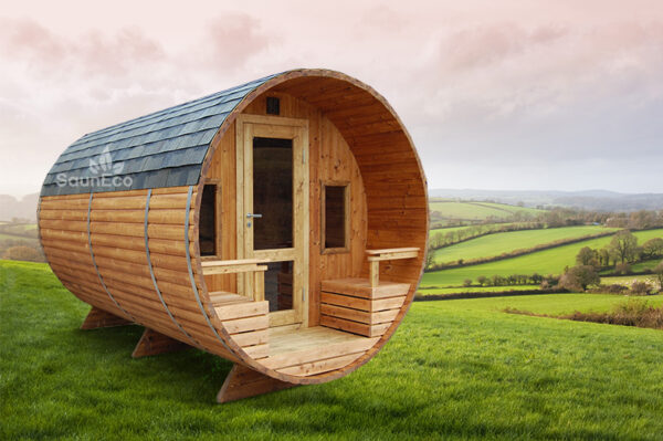 Two Room Barrel Sauna from Sauneco